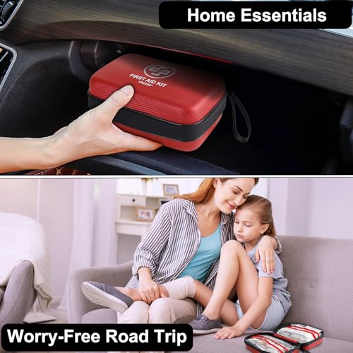 VRIEXSD Premium 320-Piece First Aid Kit, Waterproof EVA Hard Shell Case,Red | Compact Design Emergency Medical Kits with Comprehensive Supplies For Home, Camping, Car, Hiking, Travel, Businesses, Outdoor - color: Red
