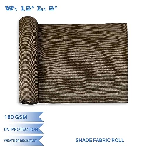 E&K Sunrise 12' x 2' Sun Shade Fabric Roll Outdoor Sun Shade Cloth Pergola Cover for Backyard Garden Patio Deck Greenhouse (Brown)