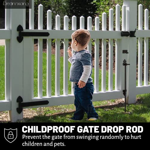 18" Heavy Duty Cane Bolt Gate Drop Rod Fence Hardware Ground Latch Stopper | for Wood/PVC/Vinyl/Metal Fences Gates, Double Doors, Black Solid Steel -1 Pack - color: 1 PACK, size: 18 Inch