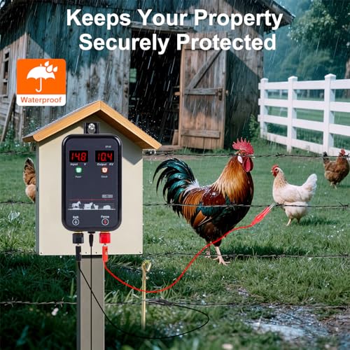 5 miles Electric Fence Charger,10kV 1J DC AC Electric Fence Energizer with LED Indicator,Powerful Plug-in Portable Electric Fence Kit for Livestock,Prevent Wild Animals Intrusion for Livestock Poultry