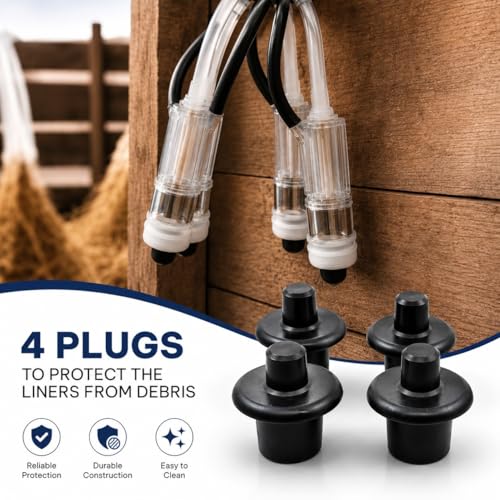 Milking Machine Plug & Pulsator Combo Kit, 4 Black Liner Plugs with 60/40 Pulsator, Vacuum Liner Caps for Cow Milker