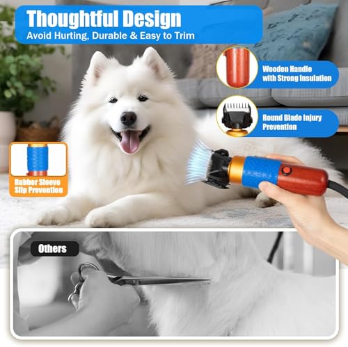 Sheep Shears, 36w Dog Clippers for Grooming, Low Noise Electric Clippers Animal Shave with Wooden Handle, Zirconia Blade & Carrying Case for Pet Hair Carpet Trimming