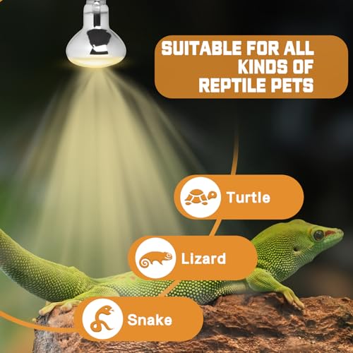 LUCKY HERP Heat Lamp Bulbs, UVA Intense Basking Spot Light Reptile Heat Lamp(Clear) 50W, Simulated Natural Sunlight Heat Lamp Bulbs for Reptile, Bearded Dragon, Amphibian, Turtle, Snake, Lizard - color: Clear Reptile Heat Lamp, size: 50W 1-Pack