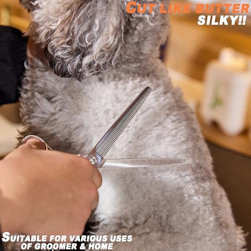 High-end Professional Dog Grooming Thinning Scissors Teeth Cutting Blending Shears Pet Texturizing Shears 7.5 Inch Extremely Very Sharp Stainless Steel Alloy For Cat Other Animals Groomer - color: 7.5inch Thinning Shears