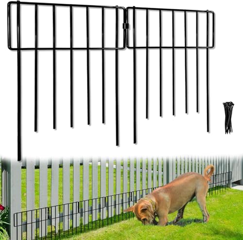 Thrivinest 30 Pack Animal Barrier Fence, No Dig Fence Decorative Fences, Rustproof Metal Small Garden Fence Border for Dogs Rabbits (Black, 30 Pack,30Ft) - color: Black, size: 30 Pack,30Ft