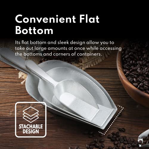 New Star Foodservice One-Piece Cast Aluminum Flat Bottom Bar Ice Flour Utility Scoop, 4-Ounce, Silver - size: 4-Ounce