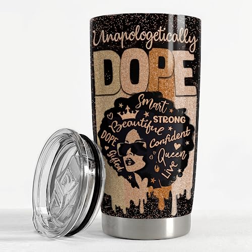 SANDJEST Inspirational Gifts for Women Black Woman Inspiration Tumbler 20oz Stainless Steel Insulated Coffee Travel Mug Cup Motivational Gift for Women Birthday Christmas - color: Black Woman