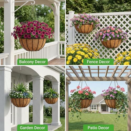 HFHOME 2PCS 10" Dia Round Coco Liner, 10 inch Coco Fiber Replacement Liner for Hanging Basket - color: 2pcs, size: 10-in