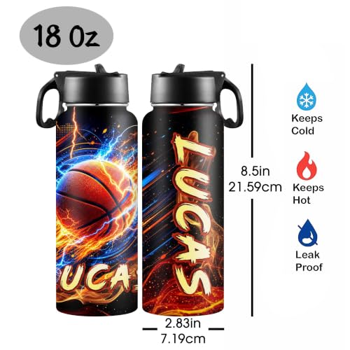 Custom 18oz Kids Water Bottle with Name, Cool Funny Sports Theme Insulated Bottle, Suitable for Boys Girls, Soccer Basketball Football Baseball - color: Color 05