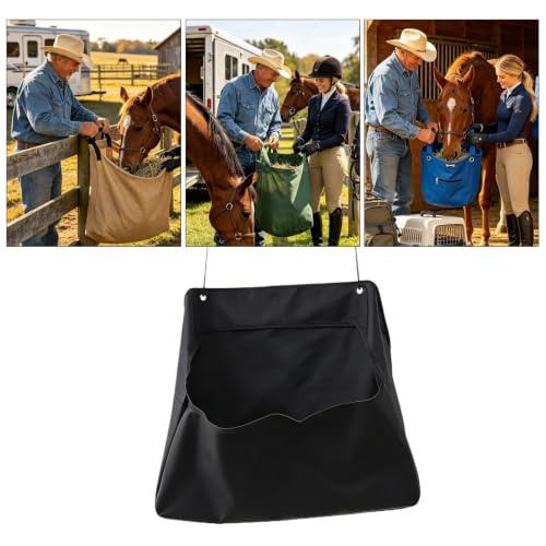 Horse Hay Bag Large Capacity Waterproof Opening Bag with Strap | Goat Hay Feeder for Livestock Grain Cattle Cow Lamb Calf Farm Stall Barn Fence Wall Outdoor
