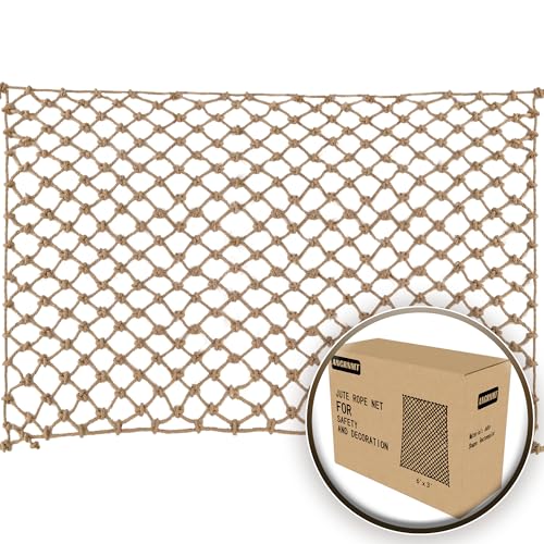 Jute Hemp Rope Nets for Safety and Decoration: Indoor & Outdoor Use, Kids' Climbing, and Versatile Protection (3ft x 6ft) - size: 3ft x 6ft