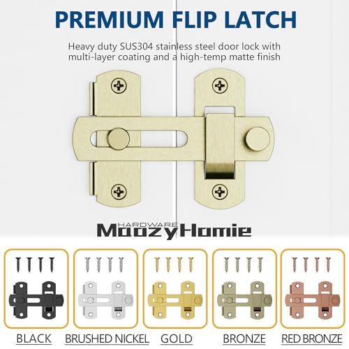 4 Inch Flip Latch Gate Latches, 180 Degree Flip Barn Door Lock Latch, Heavy Duty SUS304 Stainless Steel Flip Sliding Latch, Bolt Buckle Lock for Barn Wood Fence Sliding Doors, Bronze,2 Pack - color: Bronze