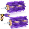 Willinglong 2 Pcs 5.35 inches Livestock Mini Drill Scratch Brush Purple Brush Grooming Kit Suitable for Cattle, Cows, Horses, Sheep and Pigs - size: 5.35 Inch