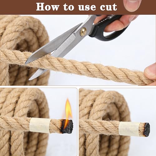 Jute Rope Natural Jute Manila Rope Nautical Hemp Rope Twisted Natural Thick Heavy Duty Ropes for Crafts, Bundling,Anchor, Hammock, Nautical, Cat Scratching Post, Railings,Decorate (3/4 in X 100 Ft) - size: 3/4 Inch×100 Feet