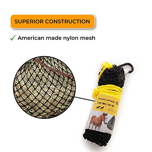 Extra Small Slow Feed Hay Net with 1 inch Holes, Easily Holds 1-2 Flakes