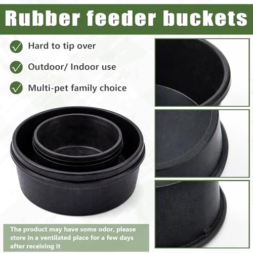 Sadnyy 4 Pcs Rubber Feed Pan 1 Quart/0.25 Gallon and 4 Quart/1 Gallon Utility Horse Feed Bucket Chicken Dust Bath Tub Livestock Water Trough Bowl for Chickens Ducks Goats Dogs Pigs Farm Small Animal - size: 1 Quart/0.25 Gallon and 4 Quart/1 Gallon
