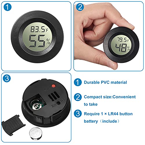 Weewooday 8 Pcs Mini Hygrometer Thermometer Digital LCD, Black,White | Monitor Indoor Outdoor Room, Humidity Meter Temperature Gauge for Greenhouse Garden Reptile Incubator Cellar,℉ or ℃ - size: Black, White