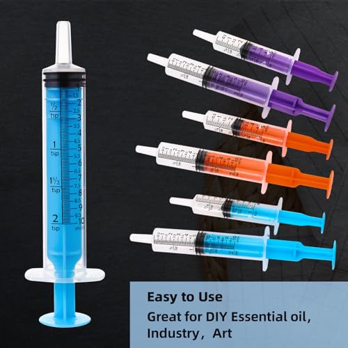 40pcs 10ml Syringes with Caps for Industry Lab Pet Feeding (Blue) - color: Blue, size: 10ml-40Pack