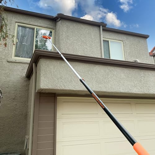 5-8 ft Long Telescopic Extension Pole, Multi-Purpose | Extendable Pole with Universal Twist-on Metal Tip, Lightweight and Sturdy // Best for Painting, Dusting and Window Cleaning - size: 8 feet