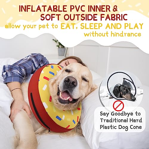 Supet Inflatable Dog Cone Collar for Small Dogs Puppies Cats, Soft Dog Cone Alternative After Surgery for Puppies Cats to Stop Licking - color: Donut Yellow, size: XS(Neck 4"-7")