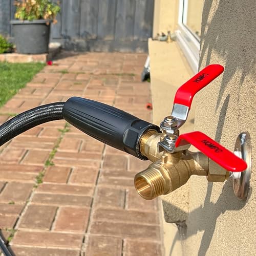 Garden Hose Y Valve Splitter With Stainless Steel Long Handle - Brass 2 Way Water Adapter, 3/4" GHT Thread - size: 0.75 Inch