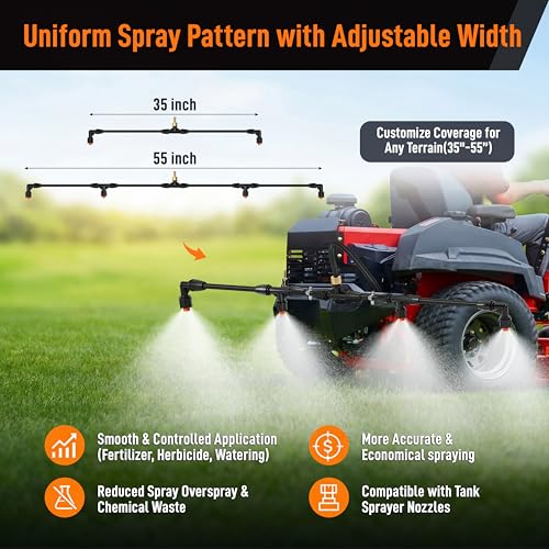 Boom Sprayer Wand ATV Sprayers Kit with 3/8 Inch Brass Barb Fittings | Wide Coverage Sprayer Attachment for UTV Tractor Tow Behind Sprayers Agricultural Lawn Spray System