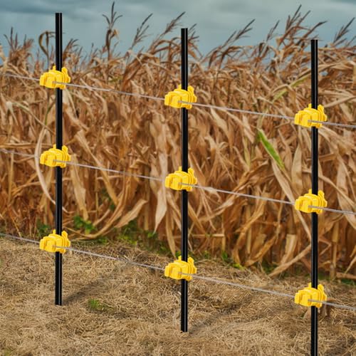 Cididu 50 Pack Electric Fence Insulators, Screw Tight Round Post Insulator, Electric Fence Wire Insulators for Round Pipe, Post Clips Insulators for Farm Animal Agricultural Fence