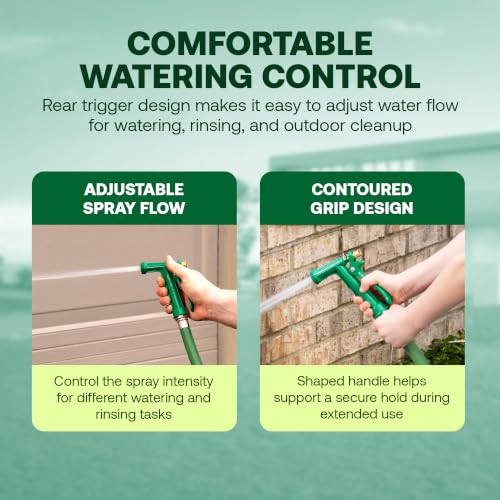 Rain Bird TRNZLMETAL Classic Rear Trigger Garden Hose Nozzle | Metal Pistol Grip Garden Hose Sprayer with Adjustable Multi-Pattern Spray, Threaded Front, 3/4 in. GHT Connection, Green - size: Adjustable Multi-Pattern