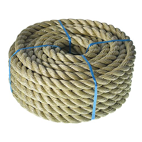 3/4 inch x 50 feet Twisted ProManila - UnManila Rop, 3 Strand Synthetic Polypropylene Rope Cordage for Weather-Resistant Decor, Crafts, Sporting, and Landscaping - size: 3/4in*50ft