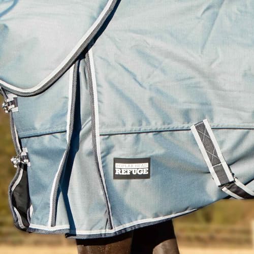 Jeffers Poplar Head Refuge 1200 Denier Turnout Blanket, Hamilton Blue, 72" – Waterproof & Breathable Horse Blanket, 240g Insulation, Adjustable Fit for Comfort & Safe Use, Durable Design - size: 72 in