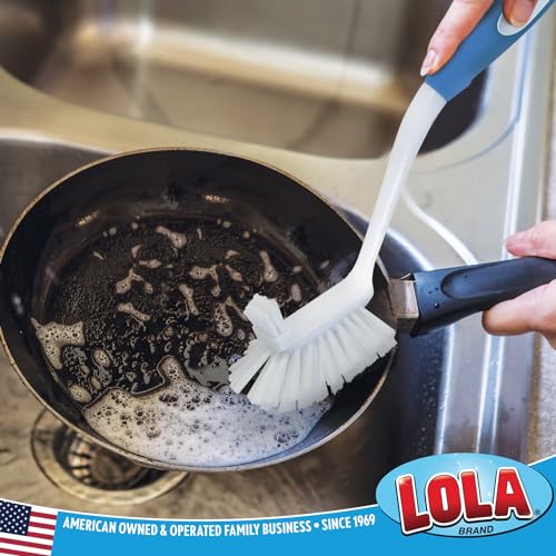 LOLA Pro Utility All Purpose Kitchen Cleaning Brush, 4 Pack, Durable Bristles, Comfort Ergonomic Rubber Non-Slip Grip, Built-in Food Scraper - color: Utility All Purpose Brush, size: 4 Pack
