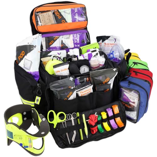 Lightning X Stocked X-Large Modular EMT Medic Trauma Bag w/Emergency Medical Fill Kit Supplies (Black) - color: Black