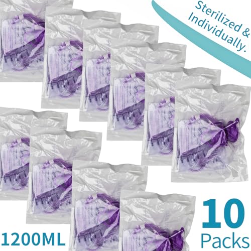 10 Packs Bulk Set 1200ML E-nteral Delivery Gravity Bag Set, Disposable E-nteral N-utrition Bag, Gravity Feeding Bag - Bags Kit Easy to Use for N-utrient Delivery