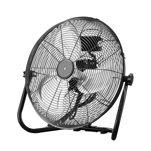Bonnlo 16-inch Heavy Duty Floor & Wall Mount Fan with Wall-Mounting System, 3-Speed High Velocity Metal Industrial Shop Fan with Adjustable Tilt, Cooling for Garage, Gym, Workshop and Warehouse - size: 16'' (Black)
