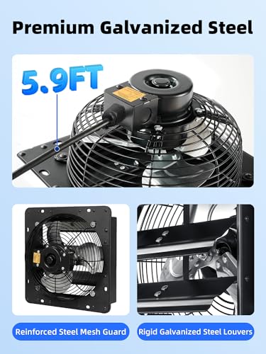 8 Inch Shutter Exhaust Fan for Chicken Coop, 760 CFM, 2 Packs | Wall Mounted Exhaust Fan, 40dB Quiet Attic Fan for Shed, Garage, Greenhouse, Basement, Chicken Coop, Generator Room - size: 8 Inch 2 Packs