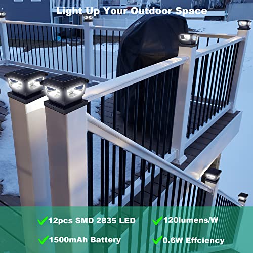 Sumaote 3x3 Solar Post Cap Lights, 120 Lumen 6500K Cool White, 2 Pack | Fence Post Solar Lights Fits 3x3 Metal & 4x4 Wood/Vinyl, IP65 Waterproof, Ideal For Garden, Yard, Porch, Deck Railing - size: 2 Pack