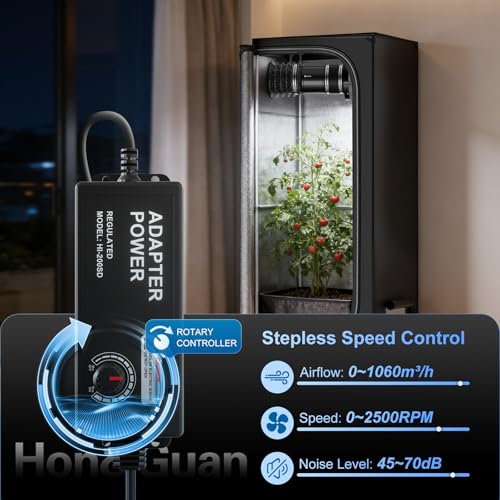 Hon&Guan 8 Inch Inline Booster Duct Fan with Speed Controller - 623 CFM Airflow with 44W Ultra-Low Power and Low Noise - size: 8 Inch