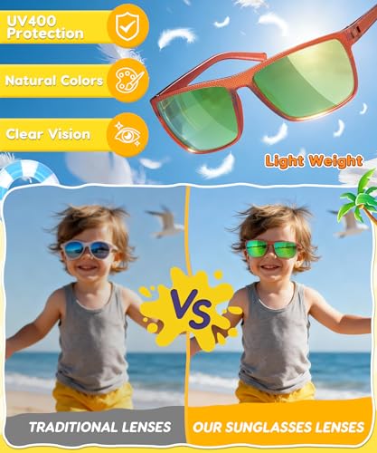 Sumsun Kids Sunglasses Bulk Party Favors 24 Packs Boys Girls Age 3-8 with UV400 Protection for Birthday Graduation Party Supplies (Grid 16 Pack) - style: 16pc Grid