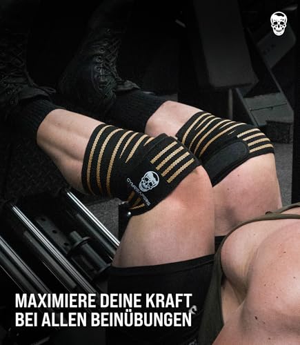 Gymreapers Knee Wraps for Squats and Powerlifting 72 Inch Compression Wraps with Strap for Men & Women Weightlifting Support - color: Desert Tan