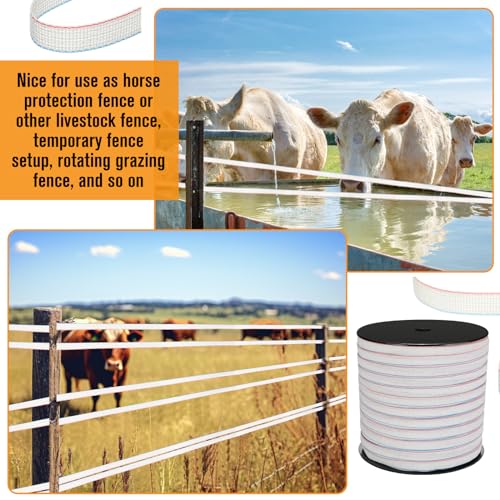 1 Roll 3/4 Inch x 2000 ft Electric Fence Tape for Livestock Polytape Fencing Horse Fence with High Visibility - color: White, size: 3/4 Inch X 2000 ft