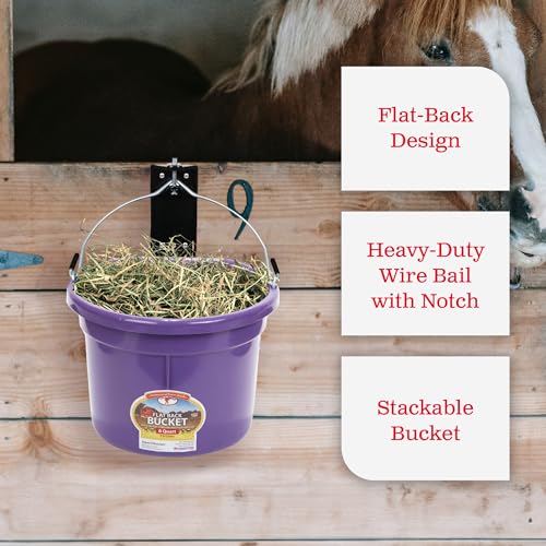 Little Giant P8FBPURPLE 2 Gallon All Purpose Heavy Duty Farm Flat Back Plastic Buckets for Supplies, Toys, Laundry, and Water, Purple, (2 Pack)
