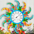 Sun Indoor Outdoor Thermometer & Hygrometer Combo, 25'' Outdoor Wall-Mounted Thermometer, No Need Battery, Easy to Read Decorative Outside Thermometer for Patio, Garden,Offices,Living Room,Kitchen