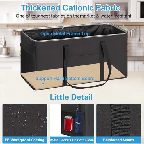 LHZK Standing Extra Large Utility Tote Bag with Metal Wire Frame and the Sides Rinforced, Extra Large Tote Bag with Handle, Reusable Grocery Bags Foldable, Beach Bag, Car Tote (Black) | Metal Wire Frame - color: Black, size: 22.5''x10.5''x12''-1 Pack