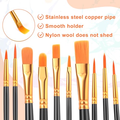 ESRICH 60PCS Paint Brushes, Paint Brush for Acrylic Painting | Artist Paintbrushes for Oil Watercolor, Body Face Rock Canvas, Small Paint Brushes for Kids, Black - color: Black, size: 60