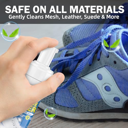 Shoe Cleaner Kit – Fast Dirt And Stain Removal, Anti-Yellowing Care | For White Shoes & Sneakers, Leather, Canvas, Mesh, Knit And Rubber, Brush & Towel Included - color: Foam Shoe Cleaning Kit 6.76 Fl Oz