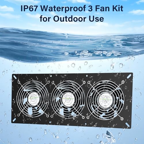 Fanspex Solar 3 Fan Kit Waterproofed for Chicken Coop, Greenhouse & Shed | High Velocity Solar Powered Fans for Outdoor Intake or Exhaust Air - size: 3 Fan Kit