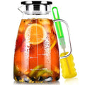 Aofmee Glass Pitcher with Lid and Handle, Glass Water Pitchers, 2 Liter | Thickened Borosilicate Glass Iced Tea Pitcher, Drip-free Spout, Heat Resistant, Stovetop Dishwasher Safe Jug Jar - size: 68oz