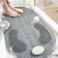 Bath Mat, TPE Non Slip Shower Mat with Suction Cups, 15.7 x 31.4 inch, Foot Scrubber Bath Mats with Removable Pumice Stone for Foot Massage - color: Grey