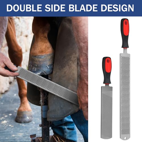 Gisafai 2 Pcs 18 and 12 Inch Rasps for Shoeing Horses with Handle Trimming File Carbon Steel Farrier Tools for Repair Horse Hooves Goat Hooves Cow Donkey Pig Animal Repairing Wood Working Supplies - size: 18/12 Inch