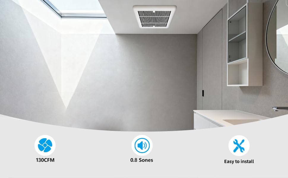 Tech Drive Bathroom Exhaust Fan,130CFM,0.8Sone,6 Inch Duct | No Attic Access Needed,Very Quiet Ventilation Fan, Easy to Install Ceiling Mounted, White,ETL Certified - size: 130CFM 0.8Sone